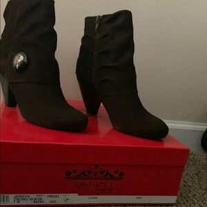 Van Eli Black Suede Ankle Boots